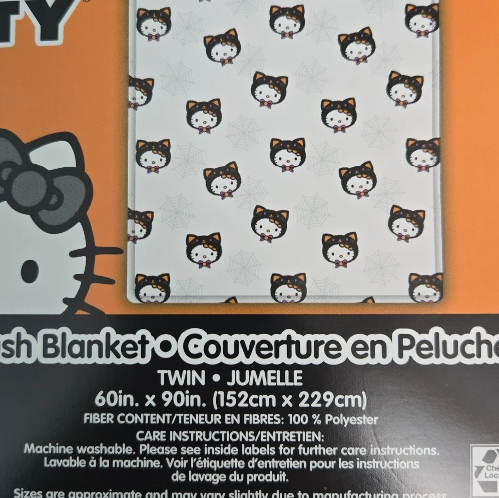 Sanrio Hello Kitty Halloween Cat Costume With Spider Webs Plush Throw Blanket